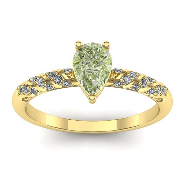 Inel cu diamant de laborator verde lacrima