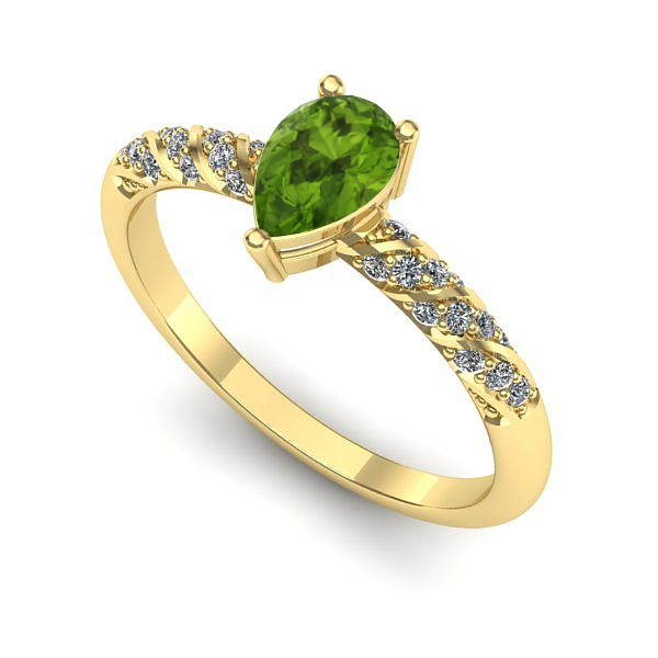 Inel de logodna din aur galben cu peridot