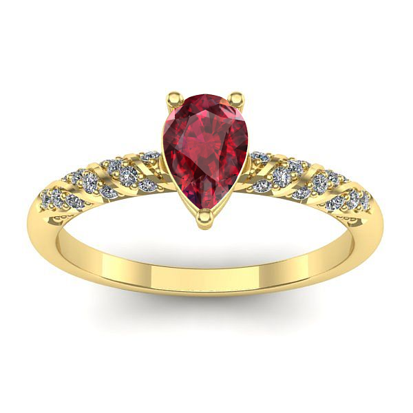 Inel logodna cu rubin lacrima