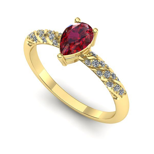 Inel logodna din aur galben cu rubin