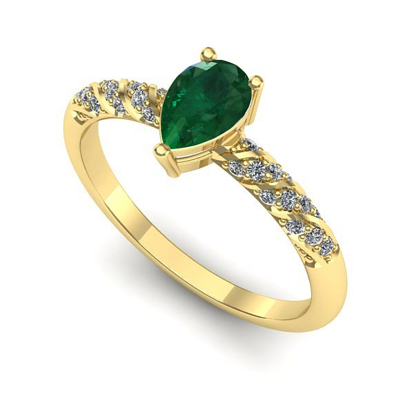 Inel din aur galben cu smarald