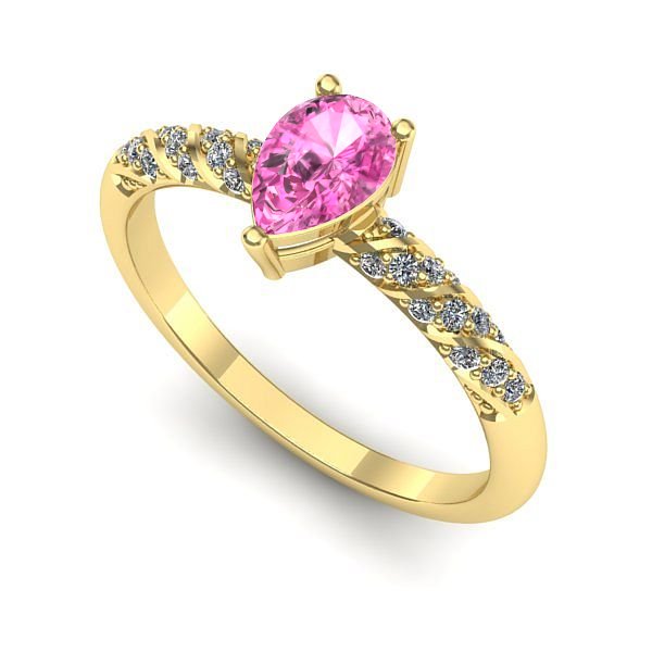 Inel de logodna din aur galben cu safir roz