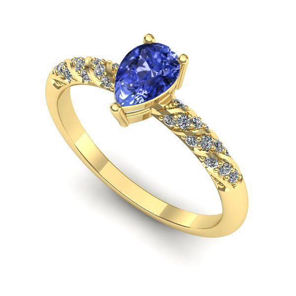 Inel de logodna din aur galben cu tanzanit