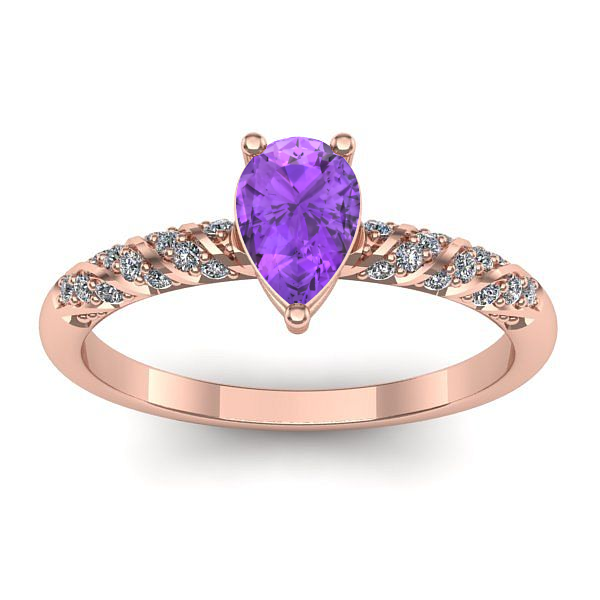 Inel de logodna cu ametist lacrima