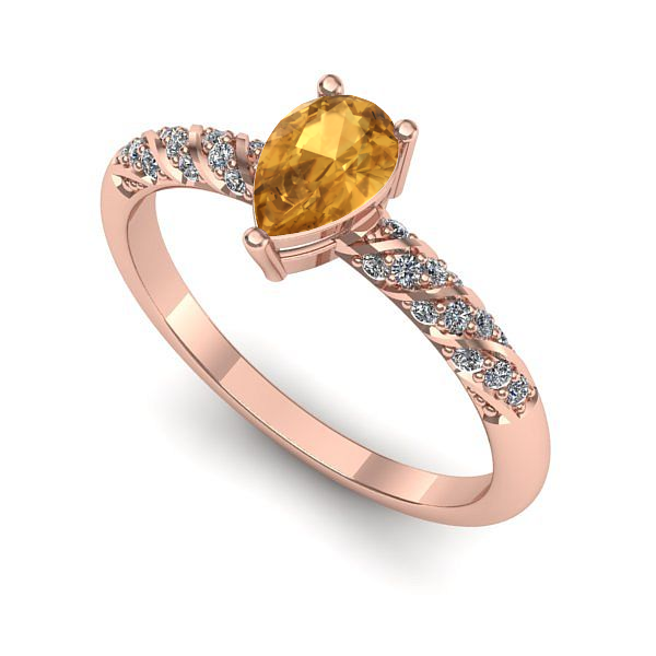 Inel logodna din aur roz cu citrin