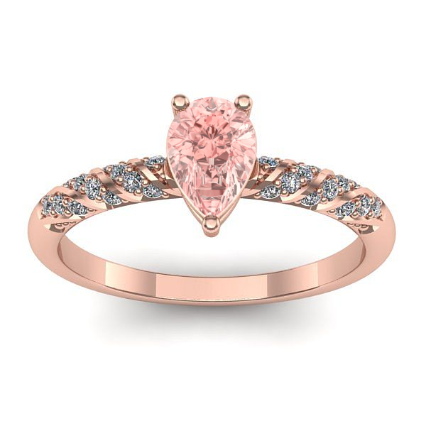 Inel cu diamant de laborator roz lacrima