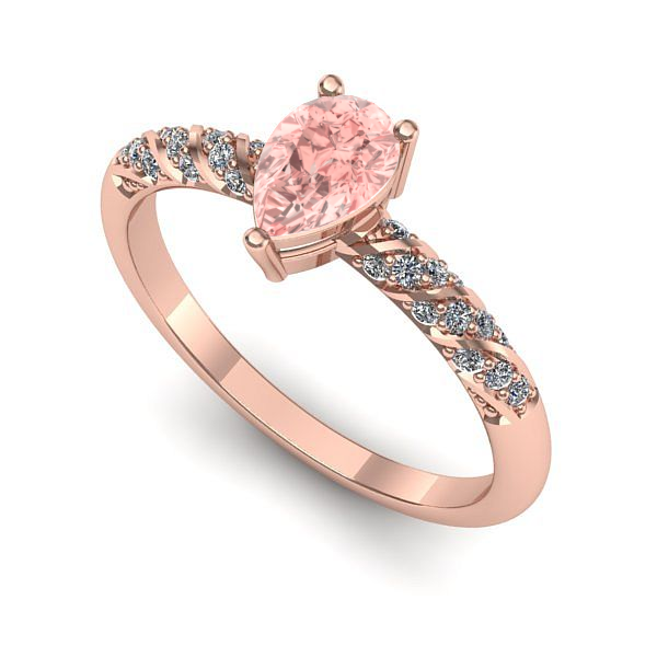 Inel de logodna din aur roz cu diamant de laborator roz