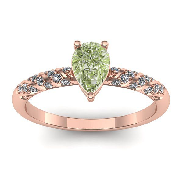 Inel cu diamant de laborator verde lacrima