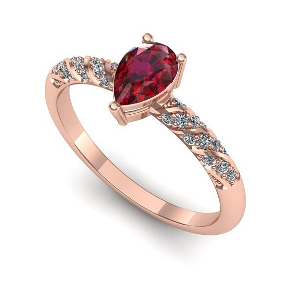 Inel din aur roz cu rubin