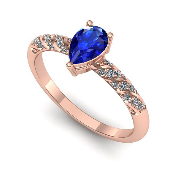 Inel logodna din aur roz cu safir