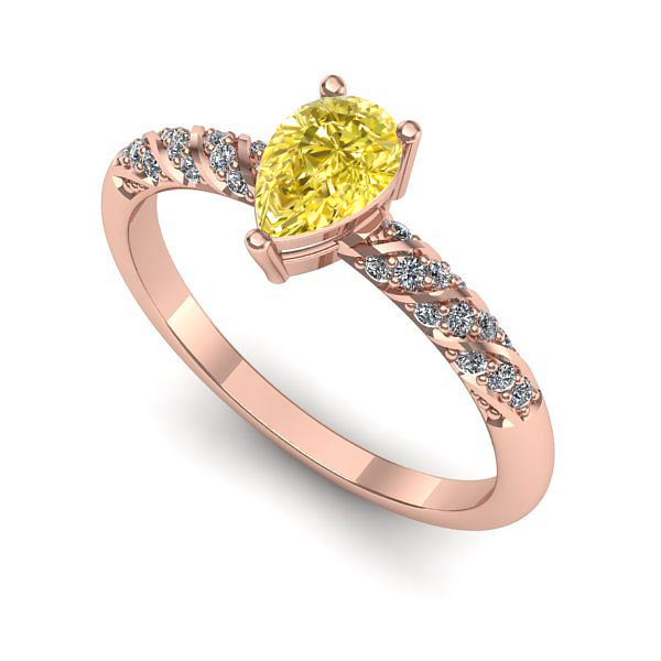 Inel din aur roz cu safir galben