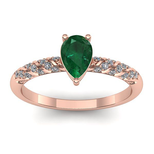 Inel logodna cu smarald lacrima