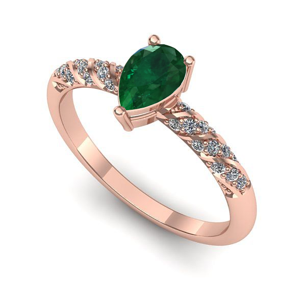Inel din aur roz cu smarald