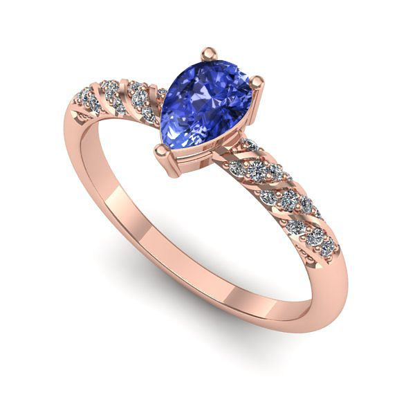 Inel din aur roz cu tanzanit