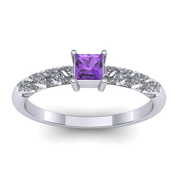 Inel logodna cu ametist patrat