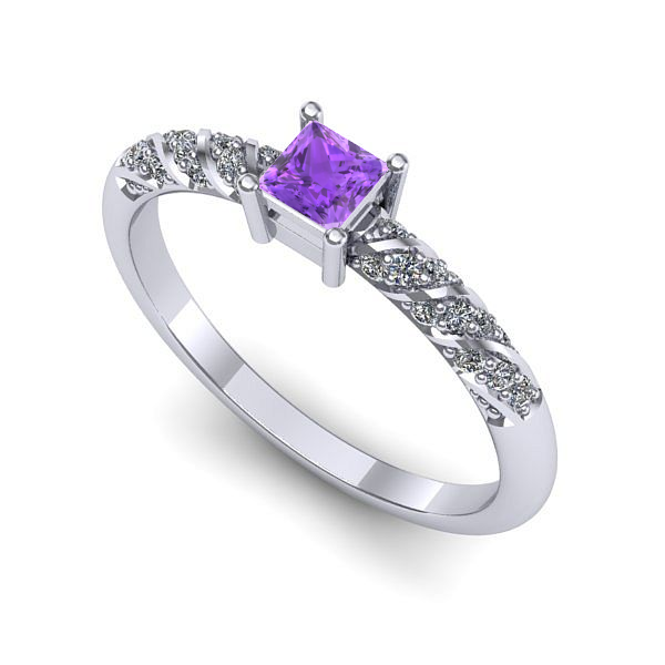 Inel din aur alb cu ametist