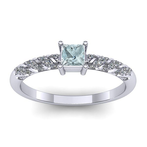 Inel cu aquamarin patrat