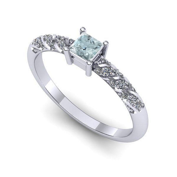 Inel de logodna din aur alb cu aquamarin