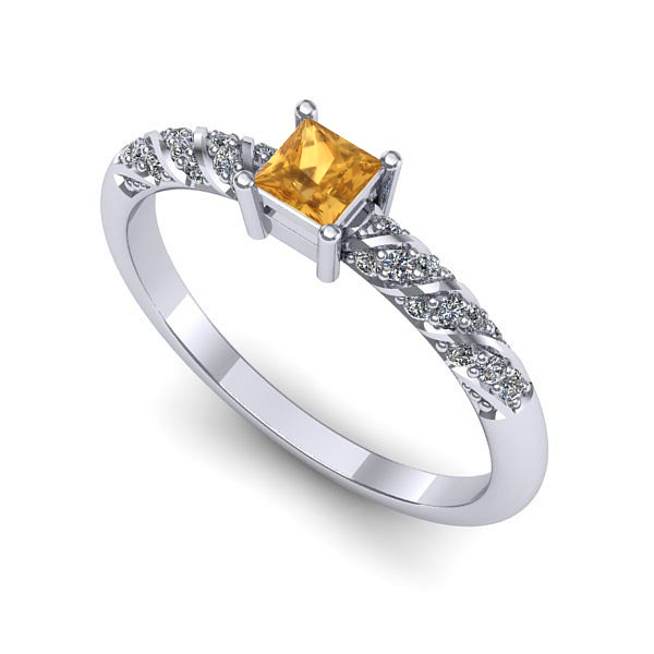 Inel de logodna din aur alb cu citrin