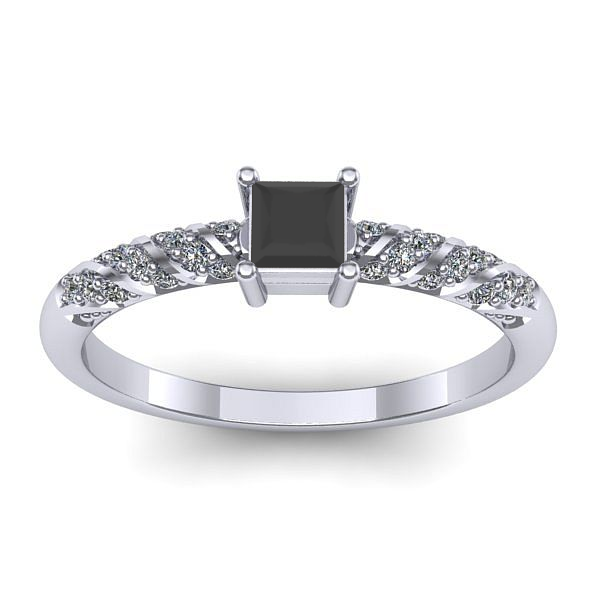 Inel logodna cu diamant negru patrat