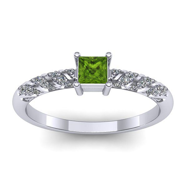 Inel logodna cu peridot patrat