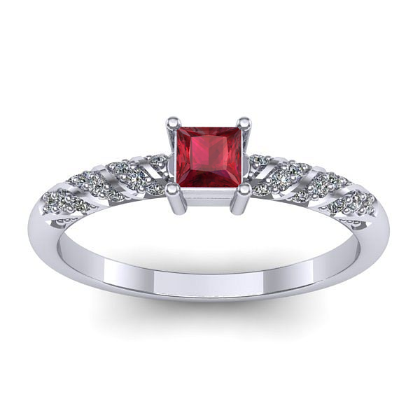 Inel de logodna cu rubin patrat