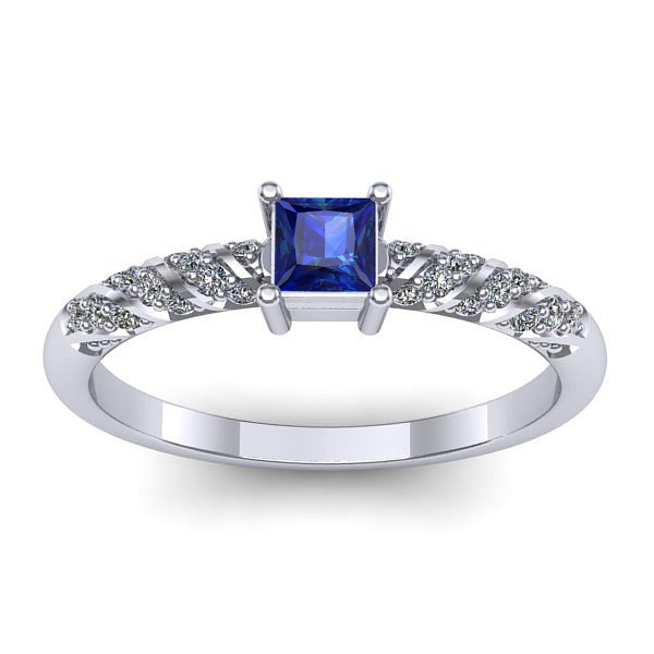 Inel logodna cu safir patrat