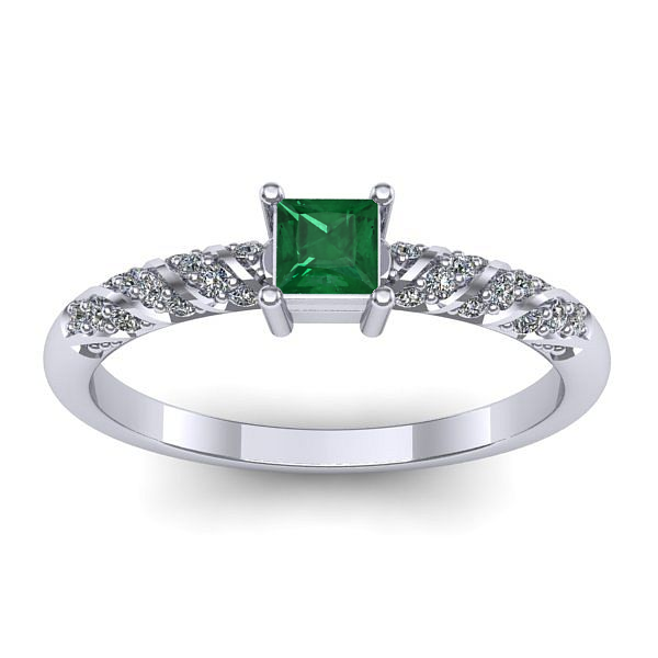 Inel de logodna cu smarald patrat