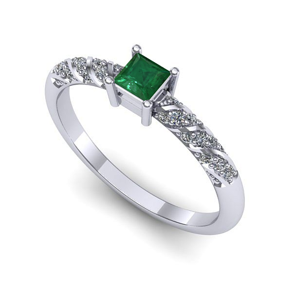 Inel din aur alb cu smarald