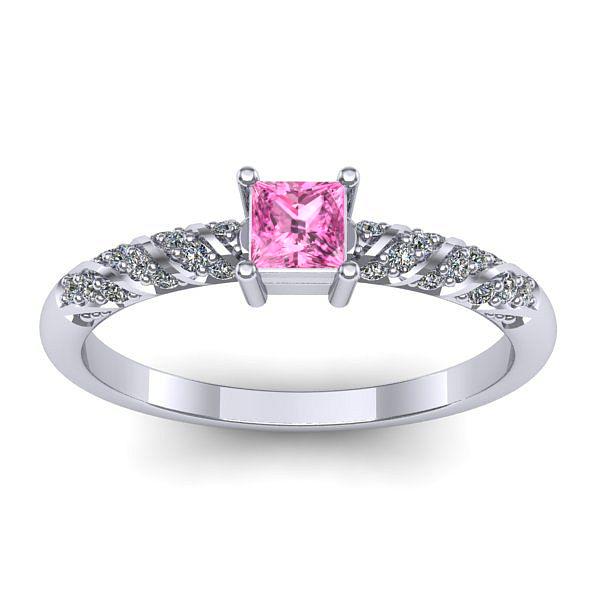 Inel de logodna cu safir roz patrat