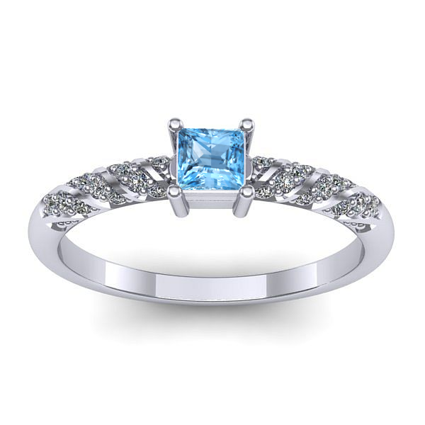 Inel logodna cu topaz blue patrat