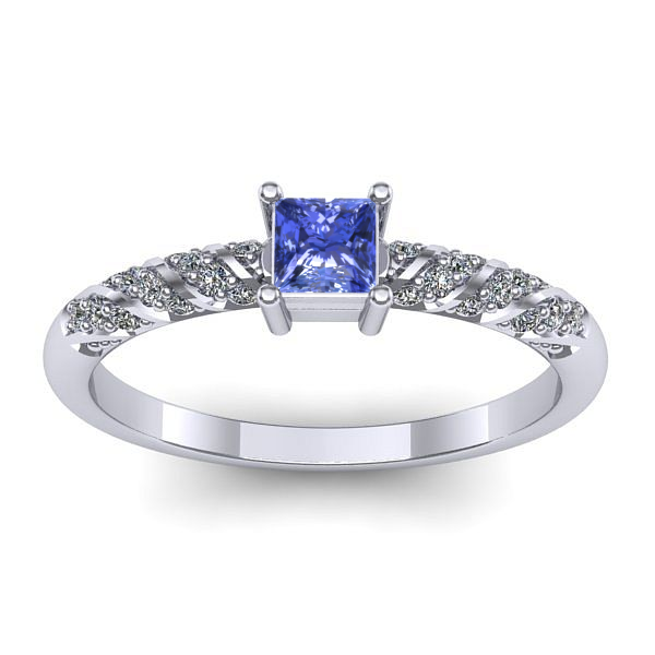 Inel logodna cu tanzanit patrat