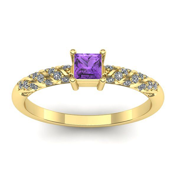 Inel logodna cu ametist patrat