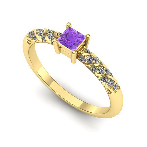 Inel din aur galben cu ametist