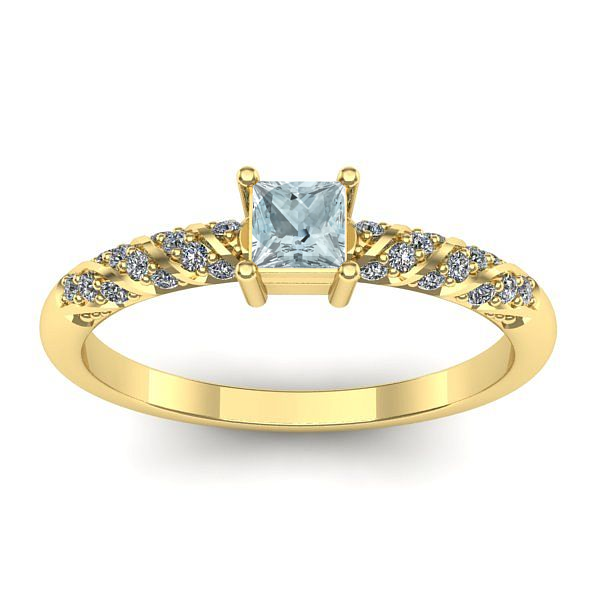 Inel logodna cu aquamarin patrat