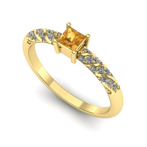 Inel de logodna din aur galben cu citrin