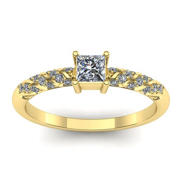 Inel cu diamant patrat