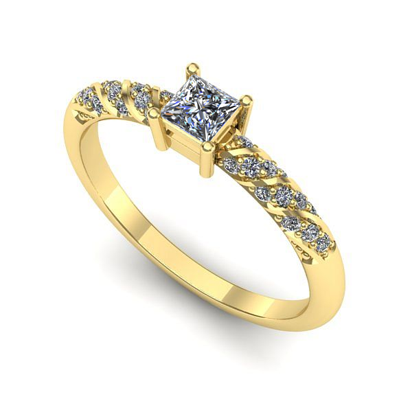 Inel logodna din aur galben cu diamant