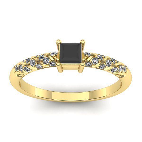 Inel cu diamant negru patrat