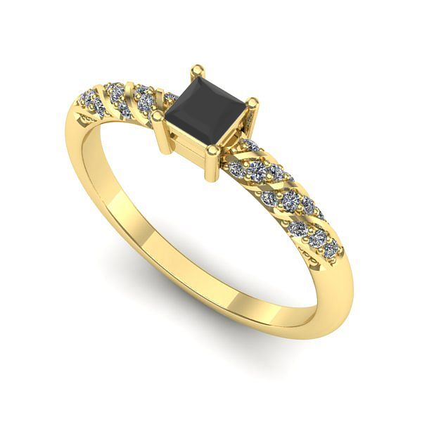 Inel din aur galben cu diamant negru