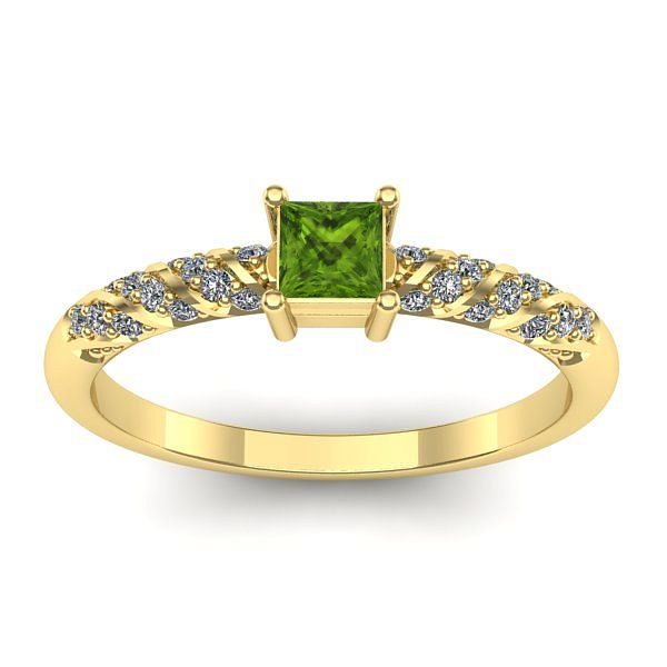 Inel de logodna cu peridot patrat