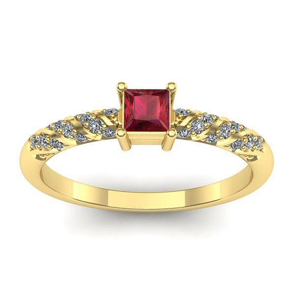 Inel cu rubin patrat