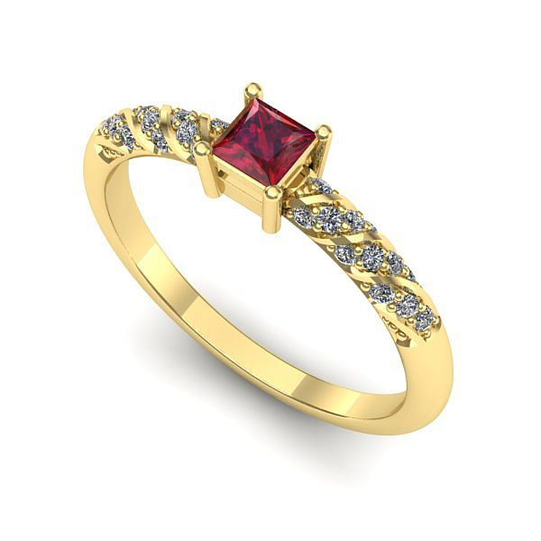 Inel logodna din aur galben cu rubin