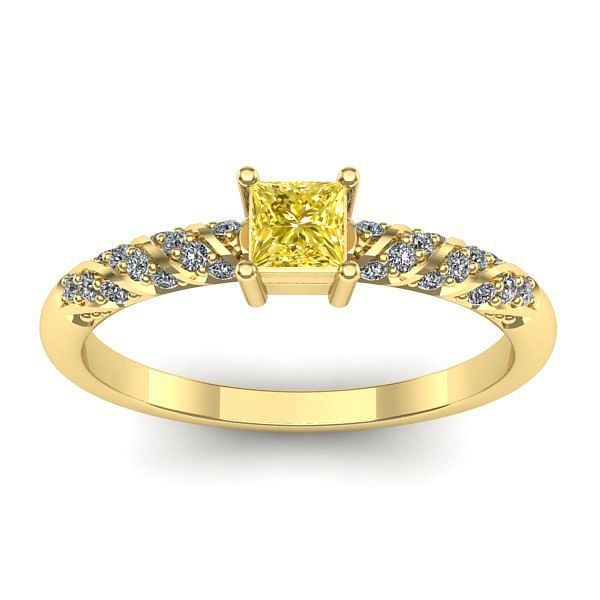 Inel logodna cu safir galben patrat