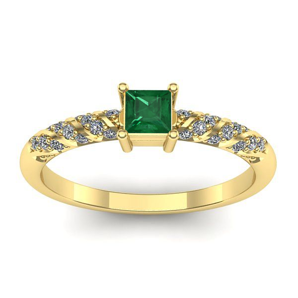 Inel cu smarald patrat