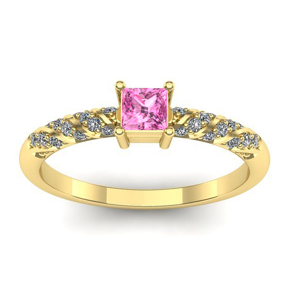 Inel de logodna cu safir roz patrat