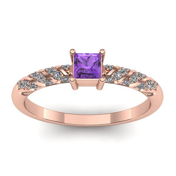 Inel logodna cu ametist patrat