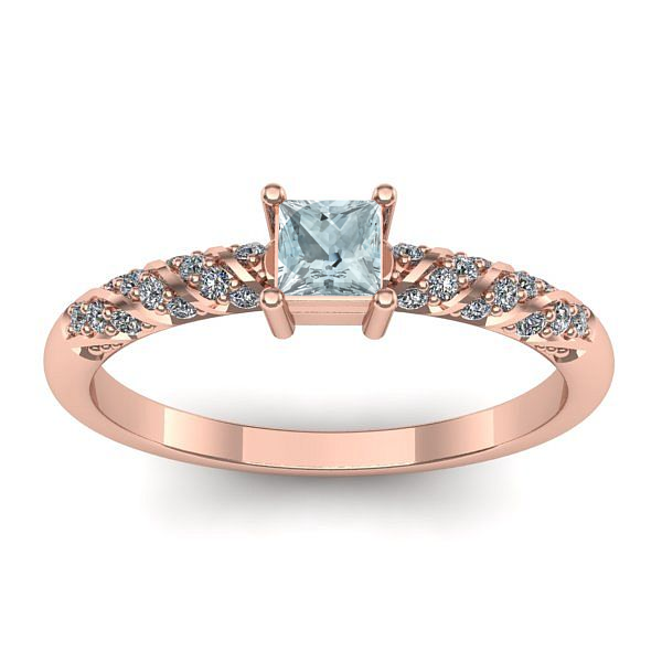 Inel logodna cu aquamarin patrat