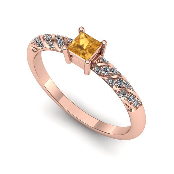 Inel logodna din aur roz cu citrin