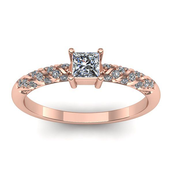 Inel cu diamant patrat